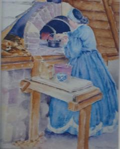 Biscuits in the Oven  Carol Stenger - watercolor